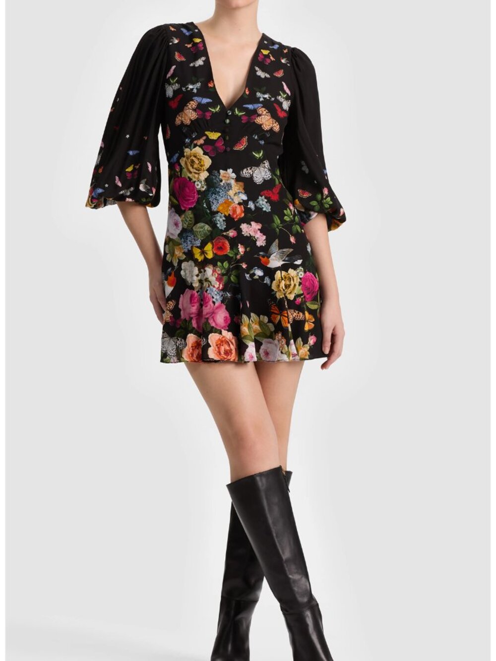 Alice and olivia Irene Floral Long Sleeve Minidress